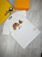 Palm Angels Teddy Bear Printed Classic Round Neck T-shirts - Image 3