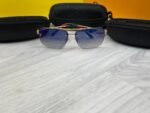 Gucci Men's Women's Blue Lens Gold Metal Square Frame Sunglasses