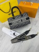 Christian Dior Oblique Embroidery Travel Bag With Additional Duffle Bag With Zipper