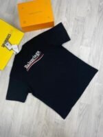 Balenciaga Tshirts Men Women Replica Tshirt Half Sleeves T-shirts Men's Women's Reps T-shirt Fake Crewneck Rep T Shirt Cheap First Copy Front Back Logo Printed Tee Shirts Black White Beige Sale UK - Image 5
