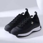 Chanel Suede Women Shoe Replica Luxury Sports Top Sneakers Cheap Runner Women's Trainer Leather Nylon Reps CC Logo Sneaker Fake Shoes Rep Fashion Girls Triple Trainers First Copy Black Runners Sale UK - Image 2
