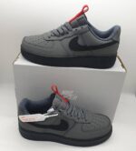 Nike Shoes Air Force 1 Low Men Rep Storm Grey Red Sneakers UK