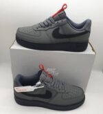 Nike Shoes Air Force 1 Low Men Rep Storm Grey Red Sneakers UK - Image 2