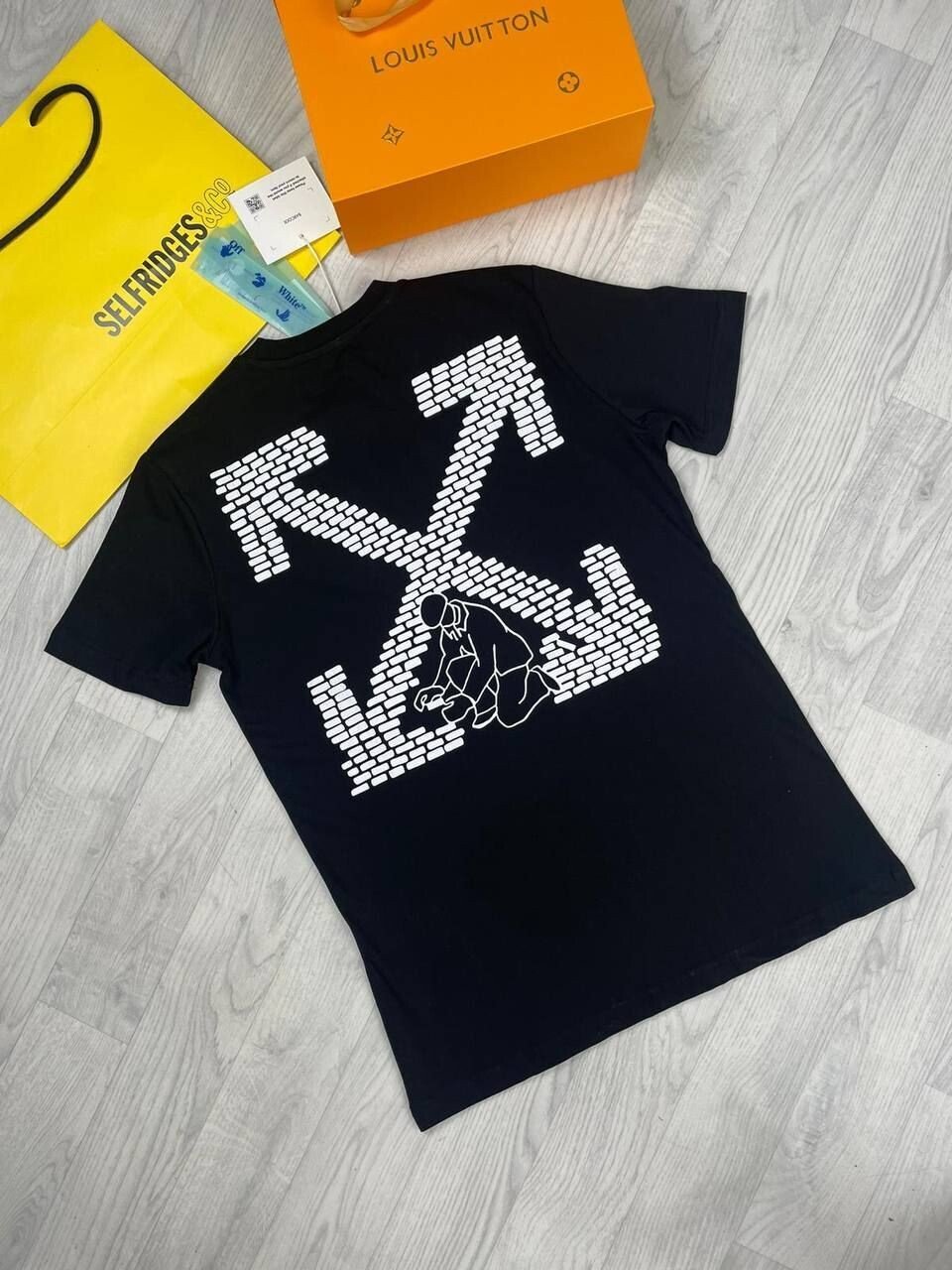 3561767147.jpg Off-White Men Women Brick Arrow Slim Replica X Tshirts Clothes T Shirt Off White Men's Women's Short Sleeves Reps Top Shirts Fake T-shirts First Copy Tee Rep Tshirt Black Cheap T-shirt Sale UK - Image 1