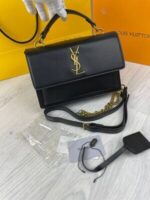 YSL Saint Laurent Sunset Medium In Smooth Leather Crossbody Bag Black Color - Image 2