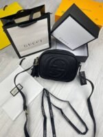 Gucci Women Blondie Small Shoulder Crossbody Camera Soho Leather Disco Bag In Black Color