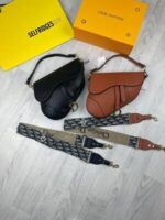 Christian Dior Saddle Micro Bag With Strap In Black & Brown - Image 2