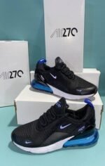 Nike Air Max 270s Black Metallic Silver Royal Pulse Photo Blue Men Sneakers - Image 2