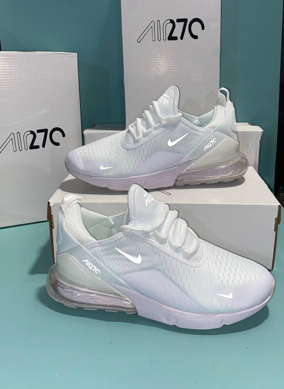 3565297214.jpg Nike Air Max 270s White Metallic Silver (GS) Men's Sneakers - Image 1