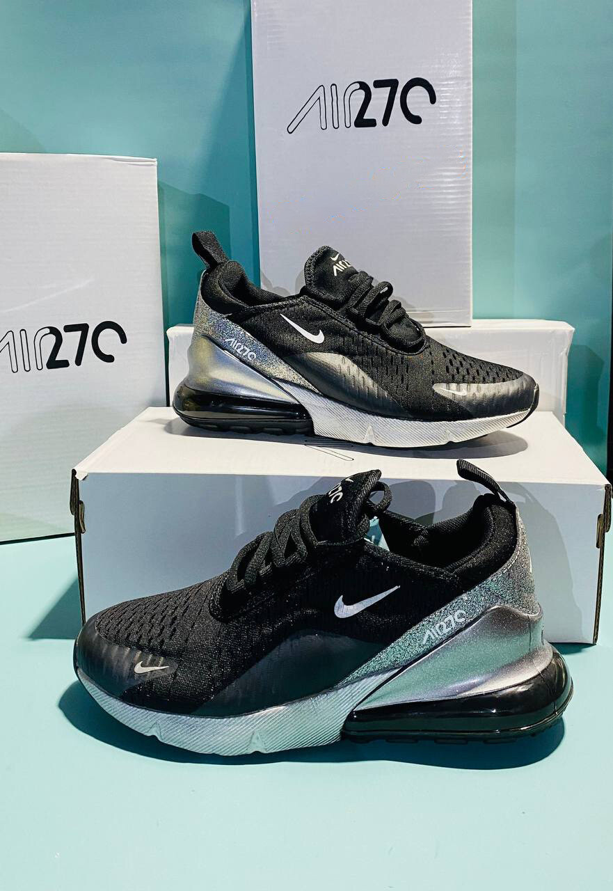 3566584856.jpg Nike Air Max 270 Black Phantom Fierce Pink Metallic Silver Women Sneakers - Image 1