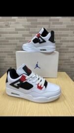 Nike Air Jordan 4 Men Retro Fire Red White Black Trainers - Image 2