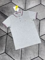 Moncler Men's Women's Replica Polos Shirts Logo Patch Half Sleeve Men Women Fake Reps Stripe Shirt Cheap Polo Rep First Copy Black Optical White Light Blue Navy Blue Grey Off White Mustard Sale UK - Image 5