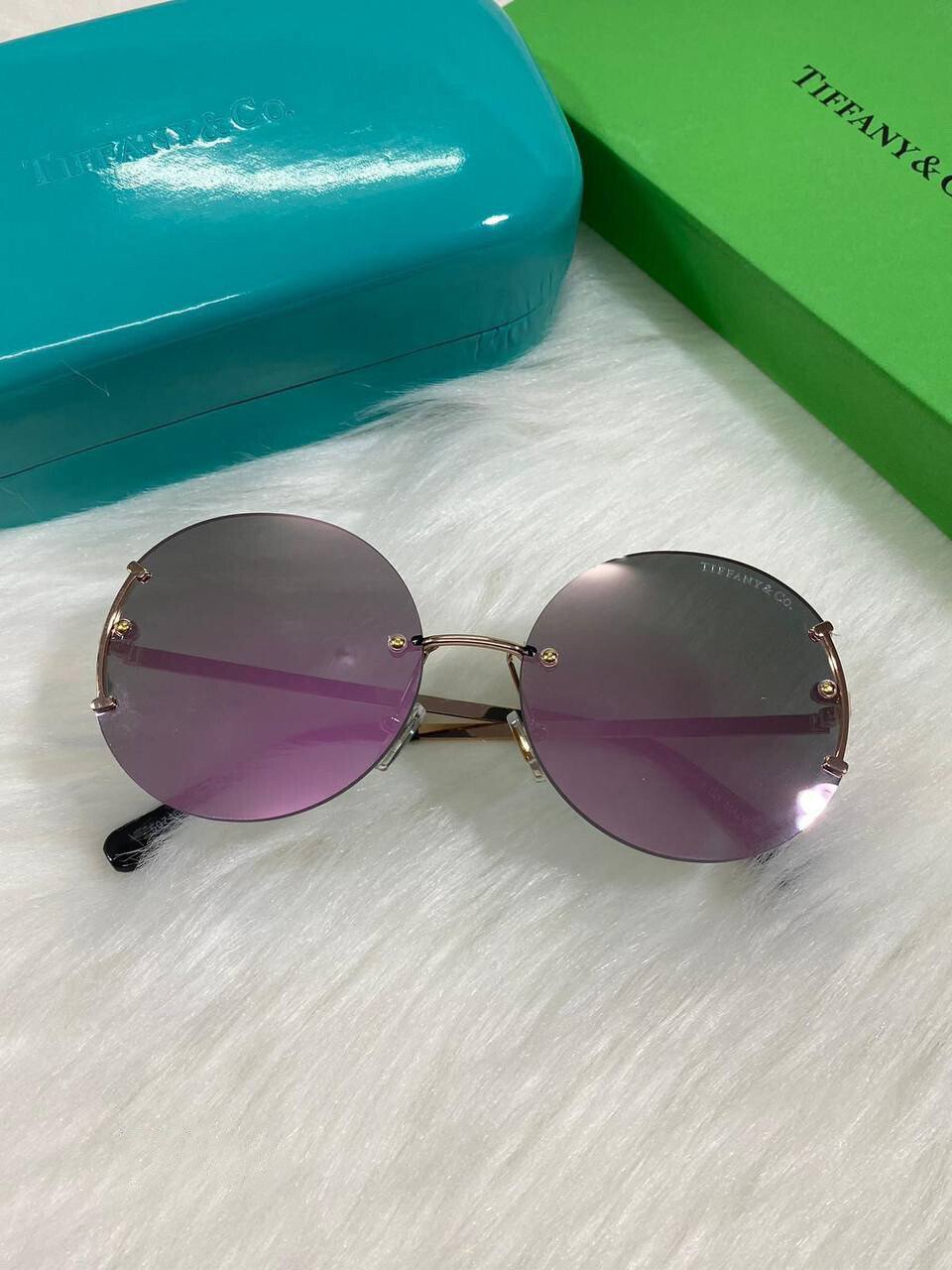 3580267432.jpg Tiffany & Co. Round Frame Purple Sunglasses - Image 1