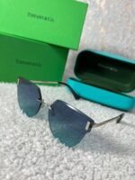 Tiffany & Co. Curved Square Frame Blue Sunglasess - Image 2