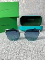 Tiffany & Co. Curved Square Frame Blue Sunglasess - Image 3