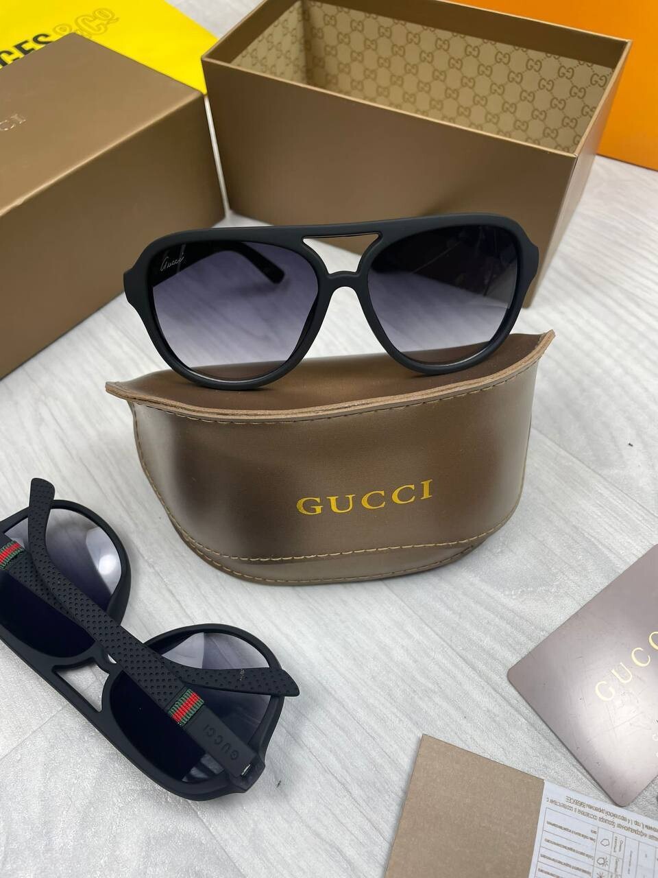 3588747921.jpg Gucci Men's Women's Aviator Black Blue Sunglasses - Image 1