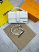 Jacquemus Women Replica Stylish Handbag Buffed Shoulder Bag Women's Leather Rep Handle Bag Long Belt Reps First Copy Designer Luxury Ladies Bags Cheap Fake Sale UK Black White Pink - Image 4