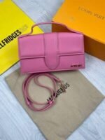 Jacquemus Women Replica Stylish Handbag Buffed Shoulder Bag Women's Leather Rep Handle Bag Long Belt Reps First Copy Designer Luxury Ladies Bags Cheap Fake Sale UK Black White Pink - Image 5