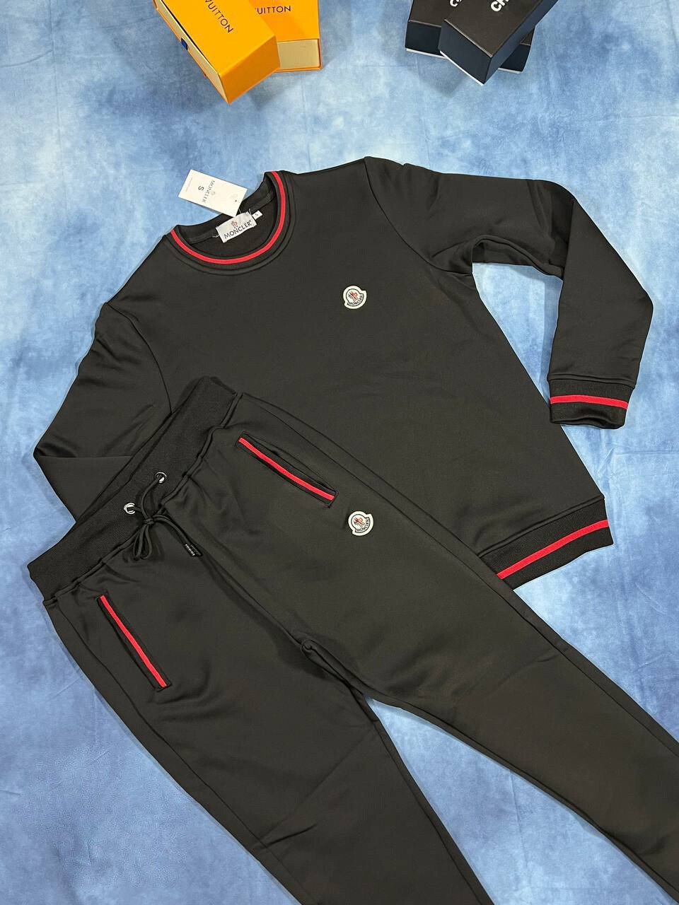 3601978031.jpg Moncler Men's Women's Reps Full Tracksuits Long Sleeves Cheap Replica Men's Women's Sports Gym Boys Girls Tracksuit Set Logo Printed First Copy Nylon Fake Reps Black Grey Navy Blue Sale UK - Image 1