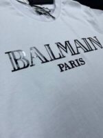 Balmain Paris Metallic Flocked T-Shirt In Black And White Colors - Image 5