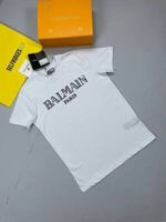 Balmain Paris Metallic Flocked T-Shirt In Black And White Colors - Image 4
