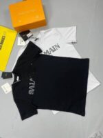 Balmain Paris Metallic Flocked T-Shirt In Black And White Colors - Image 2