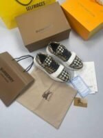 Burberry Ramsey Beige Women Check Suede And Leather Reps Sneakers Ladies Girls Quality Oversize Copy Trainers Replica Clear Round Sole Cheap Sneaker Runners Shoes Boys Fake Discount Sale UK - Image 2