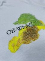 Off White Men Women Replica Tshirt Off-White Men's Women's Abstract Art Fake T-shirt Rep Black Tee Shirts T Shirt Cheap Top Brush Arrow Slim X Reps Tshirts Sale UK First Copy Multi Paint Logo T-shirts - Image 5