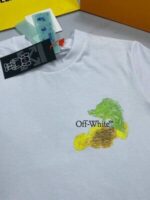 Off White Men Women Replica Tshirt Off-White Men's Women's Abstract Art Fake T-shirt Rep Black Tee Shirts T Shirt Cheap Top Brush Arrow Slim X Reps Tshirts Sale UK First Copy Multi Paint Logo T-shirts - Image 6