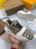 Burberry Ramsey Beige Women Check Suede And Leather Reps Sneakers Ladies Girls Quality Oversize Copy Trainers Replica Clear Round Sole Cheap Sneaker Runners Shoes Boys Fake Discount Sale UK - Image 4