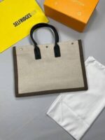 YSL Saint Laurent Rive Gauche Large Tote Bag In Printed Canvas And Leather in 3 Colors - Image 4