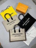 YSL Saint Laurent Rive Gauche Large Tote Bag In Printed Canvas And Leather in 3 Colors - Image 2