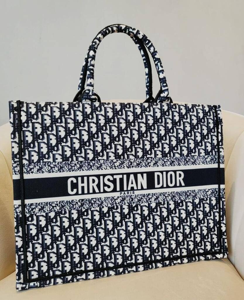 3639021019.jpg Christian Dior Oblique Embroidery Ecru Blue Black And Grey Colors (M1286ZRIW_M828) - Image 1