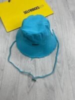 Jacquemus Women Bucket Hat String Replica Cotton Women's Luxury Fake Hats Reps Logo Plaque Adjustable Cheap Boonie Ladies Caps First Copy Rep Blue Sale UK - Image 2