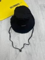 Jacquemus Women Bucket Hat String Replica Cotton Women's Luxury Fake Hats Reps Logo Plaque Adjustable Cheap Boonie Ladies Caps First Copy Rep Black Sale UK - Image 2