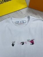 Off-White Men Women Reps X Tshirts Men's Women's T Shirt Short Sleeves Replica Off White Pink Acrylic Vintage Arrow Top Shirts Fake T-shirts First Copy Tee Rep Tshirt Black Cheap T-shirt Sale UK - Image 5