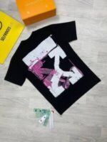Off-White Men Women Reps X Tshirts Men's Women's T Shirt Short Sleeves Replica Off White Pink Acrylic Vintage Arrow Top Shirts Fake T-shirts First Copy Tee Rep Tshirt Black Cheap T-shirt Sale UK - Image 4