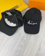 Dior Logo Printed Cap Baseball Hat Caps in Black & Gold Colors - Image 3