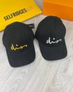 Dior Logo Printed Cap Baseball Hat Caps in Black & Gold Colors - Image 2