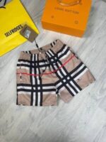 Burberry Vintage Brown Men's Short Luxury Designer Logo Printed Comfortable Relaxed Fit Cotton Shorts Mens Reps First Copy Elastic High Waist Check Pajama Rep Boys Cheap Fake Classic Discount Sale UK - Image 2