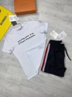Moncler Men's Reps T-shirt Short Set Logo Print Black White Blue First Copy T-shirts Shorts Sets Rep Cotton Half Sleeve Cotton Boys Tshirts Cheap Men T Shirt Fake Tshirt Replica Tee Shirts Sale UK - Image 5