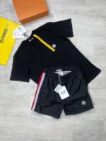 Moncler X Palm Angels Yellow Striped T-shirts Swim Shorts Set