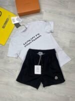 Moncler Men's Reps T-shirt Short Set Logo Print Black White Blue First Copy T-shirts Shorts Sets Rep Cotton Half Sleeve Cotton Boys Tshirts Cheap Men T Shirt Fake Tshirt Replica Tee Shirts Sale UK - Image 3