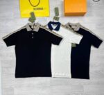 Gucci Polo T-Shirt With Interlocking G Stripe In Black White & Blue Colors - Image 2
