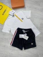 Moncler X Palm Angels Yellow Striped T-shirts Swim Shorts Set - Image 3