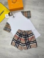 Burberry Men Replica Shorts Set Vertical Logo Multi Color Luxury Designer Tshirt Men's Fake Reps Tshirts Short Sets Boys Rep Boys Comfortable T-Shirts Man Tee Shirts Mans T Shirt First Copy Sale - Image 3