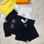 Dior Floral Printed T-Shirt With Bootleg Short In Black & White Colors - Image 2