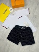 Moncler Men's Replica T-shirt Short Set Logo Print Black White T-shirts Shorts Sets Reps Half Sleeve Cotton Fake Tshirts Round Neck First Copy Men T Shirts Cheap Tshirt Rep Boys Tee Shirt Sale UK - Image 3