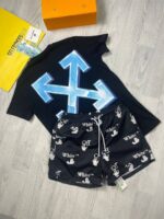 Off-White Top Tshirt Shorts Sets Arrow X T-shirt Black White Sale UK