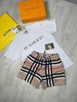 Burberry Men Replica Shorts Set Vertical Logo Tshirt Men's Fake Reps Tshirts Short Sets Boys Rep T-Shirts Man Black Multicolor Tee Shirts Mans T Shirt Cheapest Design First Copy Sale Discount UK - Image 3